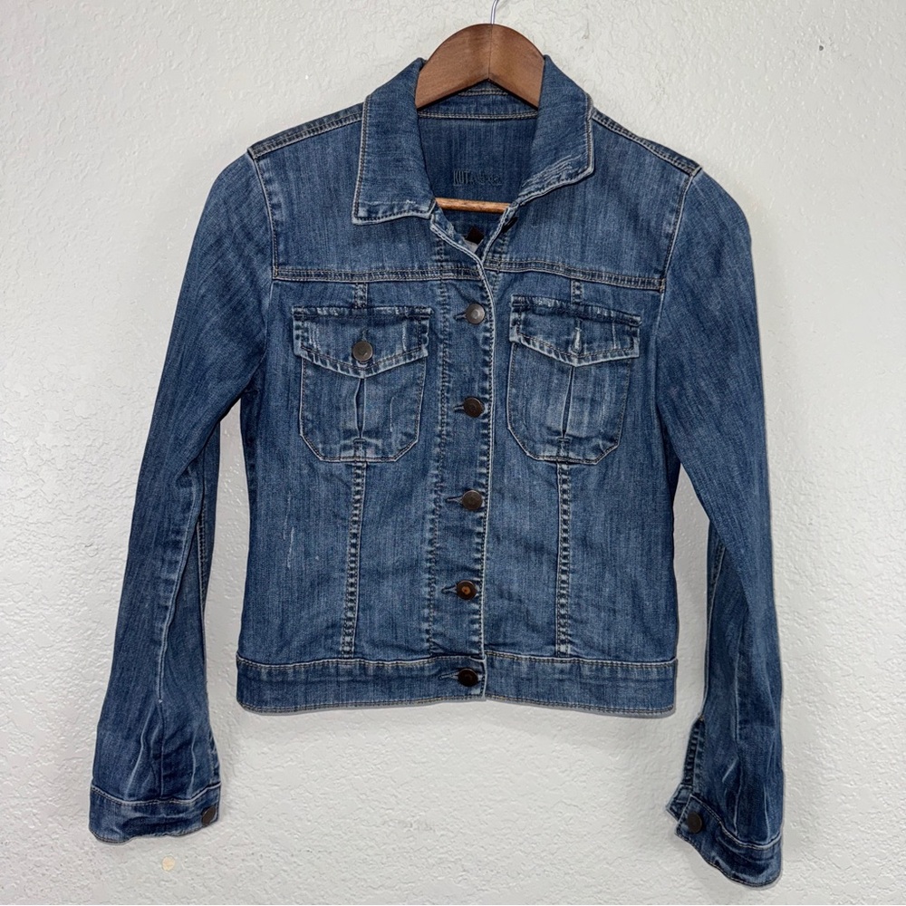 Kut from the Kloth Small Blue Denim Jacket Cotton Pockets Casual Jean Classic